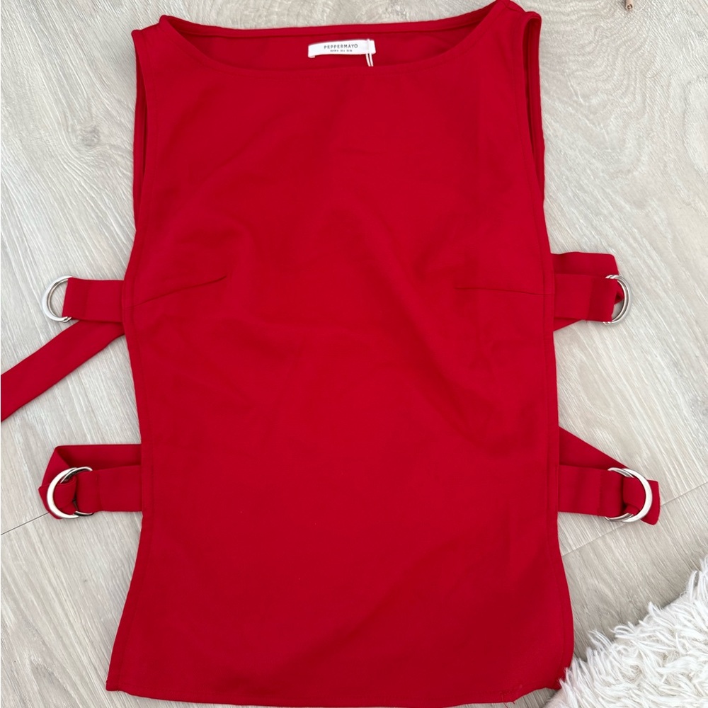 Peppermayo Bold Red Buckle Blouse